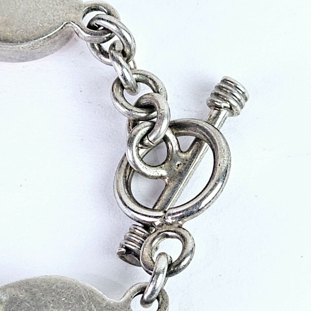 Vintage ATI Mexico .925 Silver Coral Toggle Bracelet, 7.5" - Picture 2 of 6